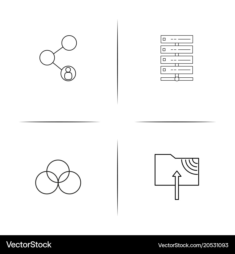 Internet technologies simple linear icons set Vector Image