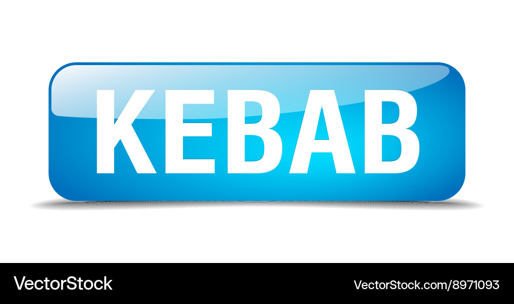 Kebab blue square 3d realistic isolated web button Vector Image