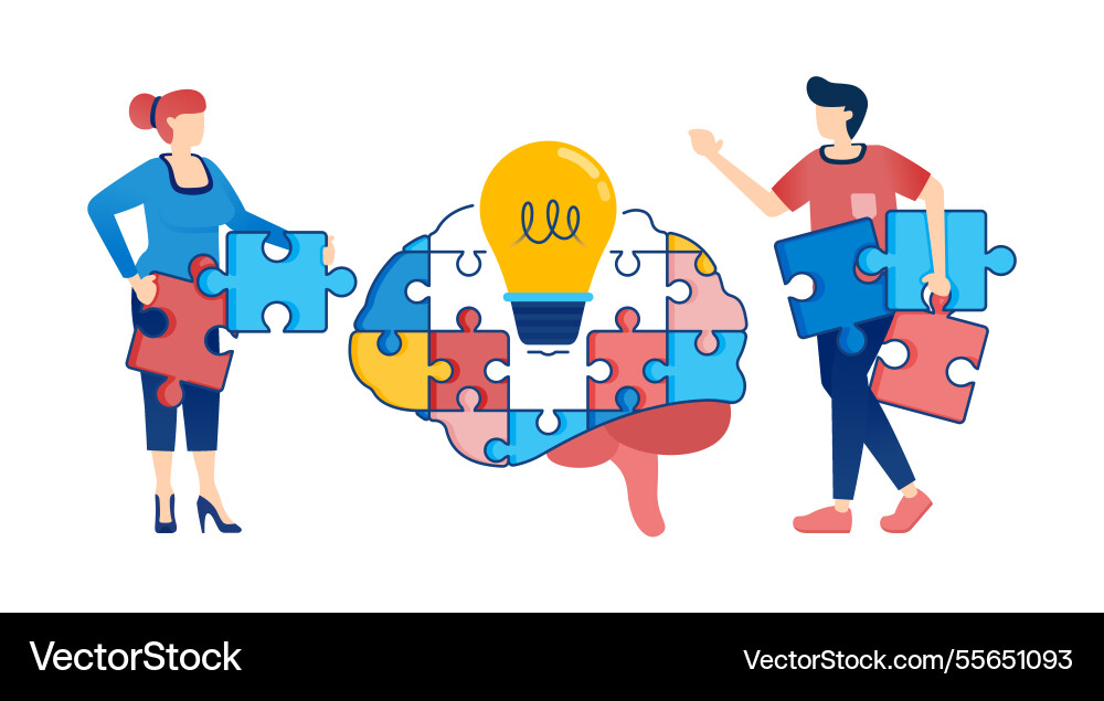 People solving complex problems and developing People solving complex problems and developing vector image