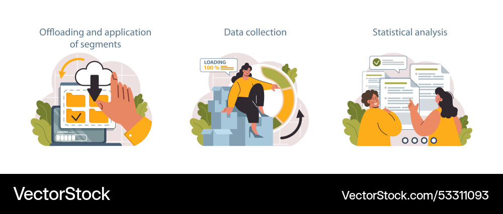 Predictive analytics set process of using data Predictive analytics set process of using data vector image