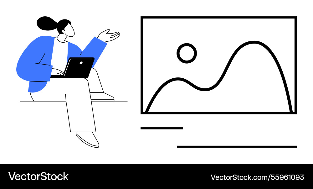 Professional analyzing data on laptop while Professional analyzing data on laptop while vector image
