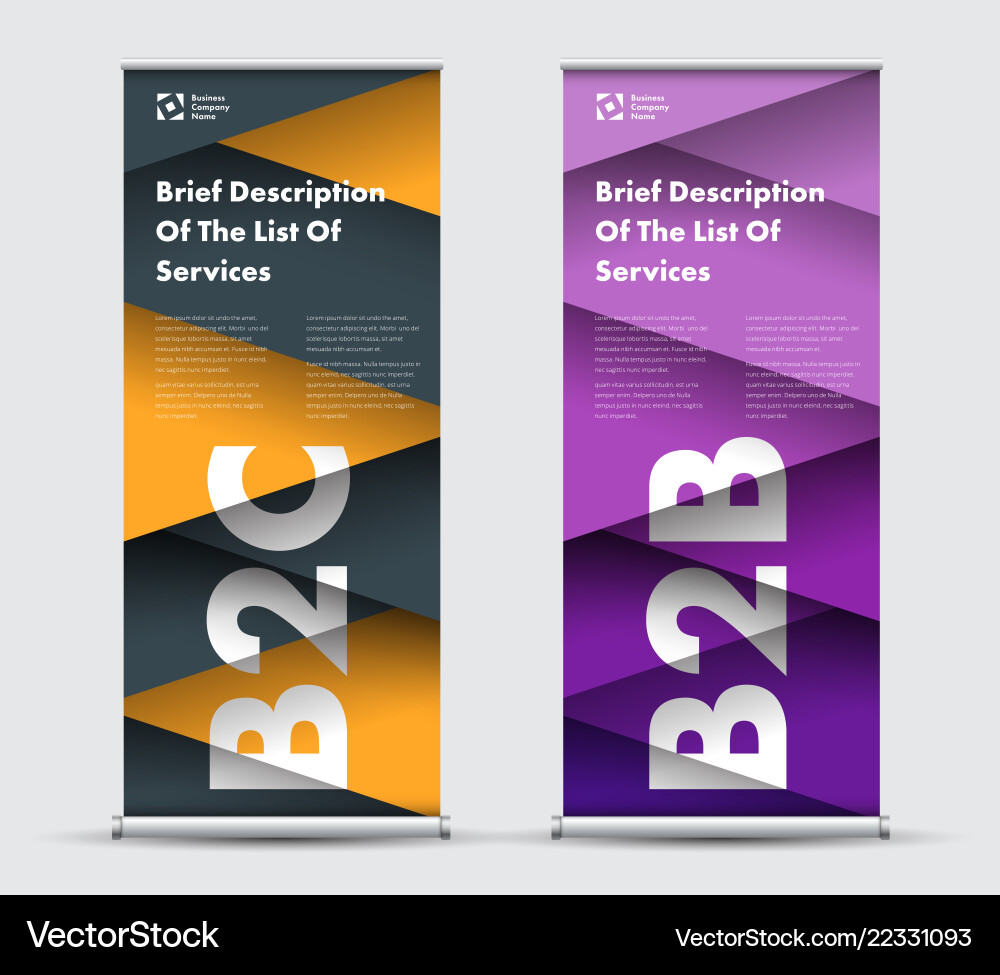 Roll-up banner templates with intersecting Roll-up banner templates with intersecting vector image