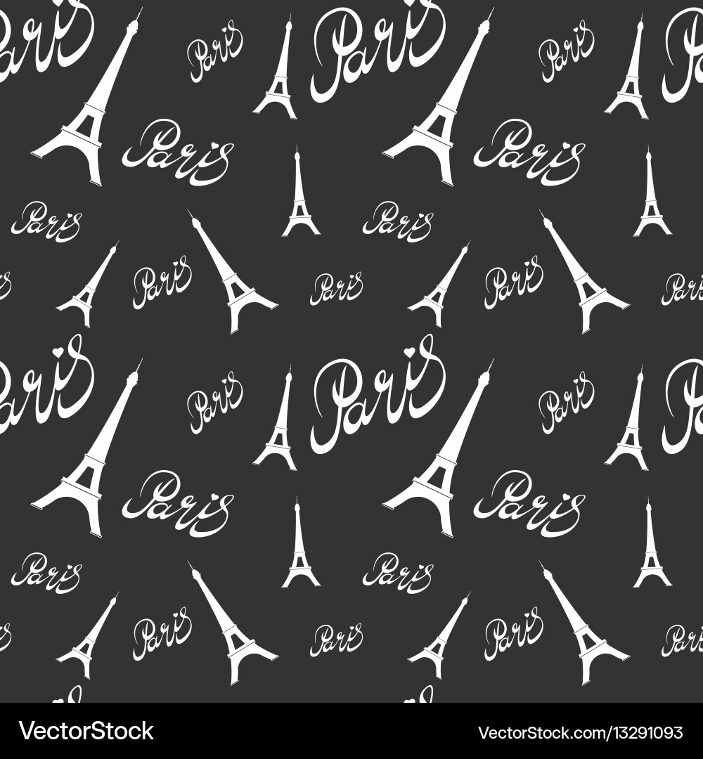 Seamless pattern eiffel tower with heartshand Vector Image