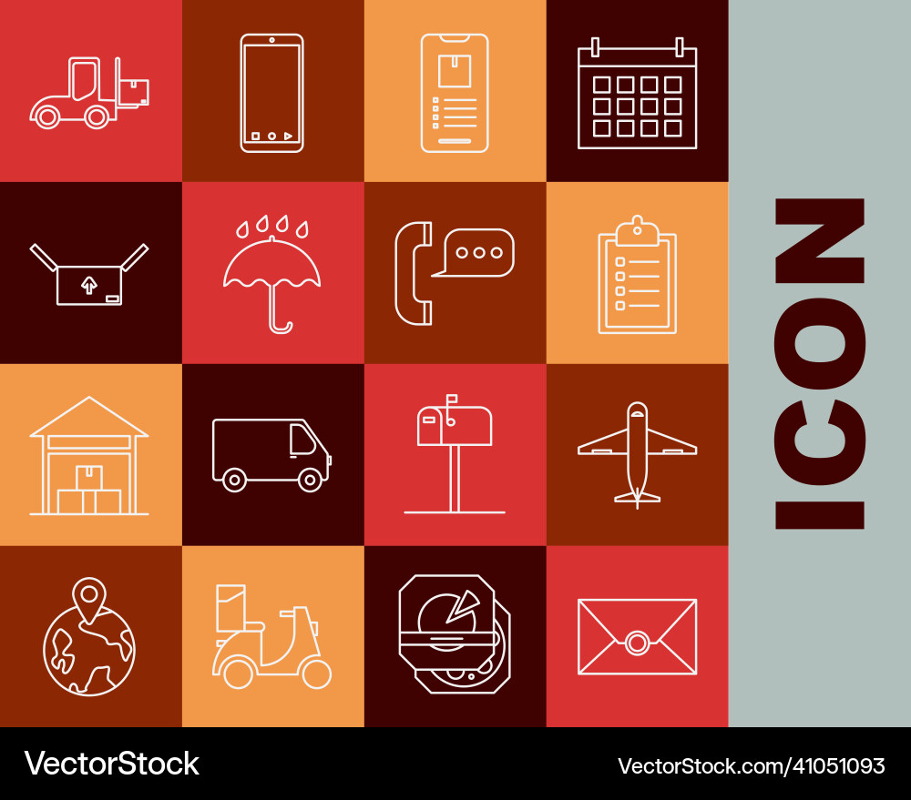 Set line envelope mobile phone with app tracking Set line envelope mobile phone with app tracking vector image