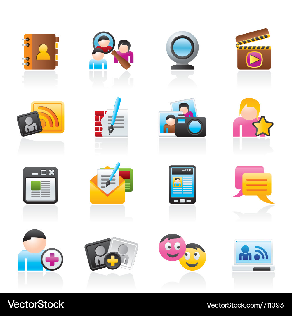 Social networking and communication icons Vector Image