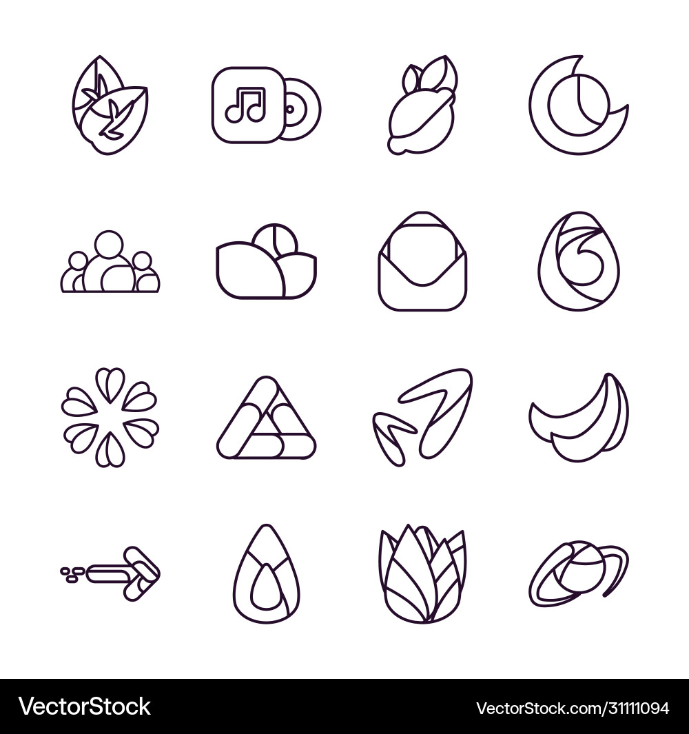 Abstract shapes line style icon set design Vector Image