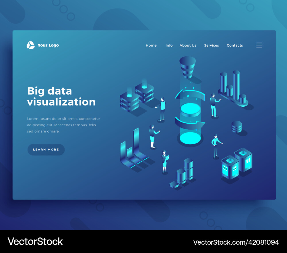 Big data visualization isometric landing page Big data visualization isometric landing page vector image