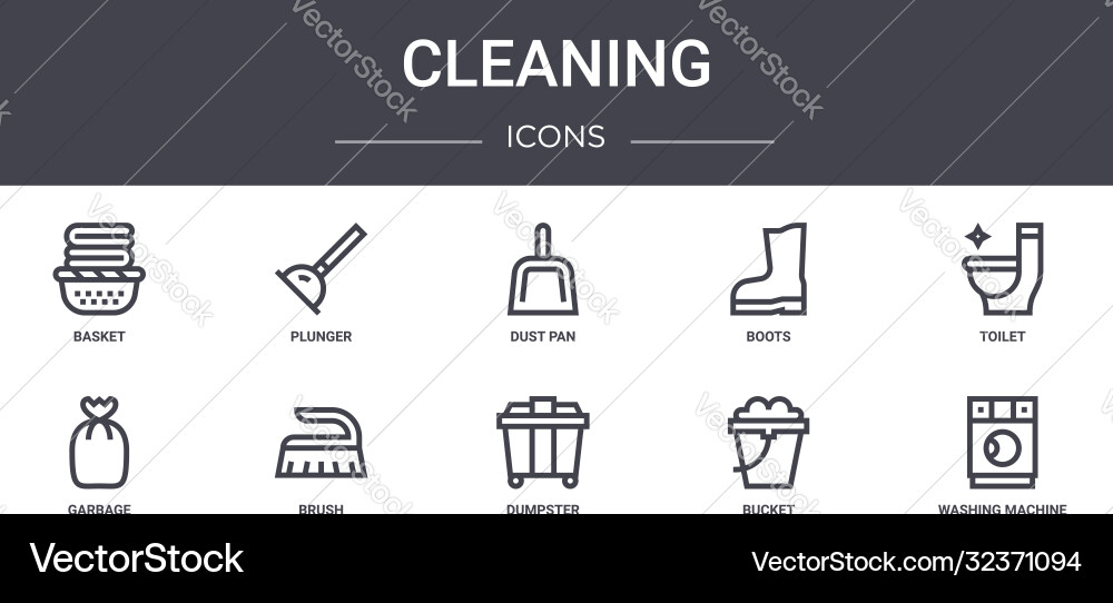 Cleaning concept line icons set contains Cleaning concept line icons set contains vector image