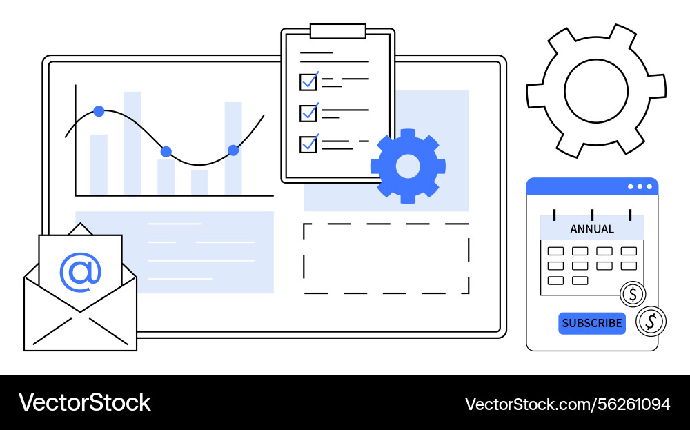 Data analysis and task management with charts Data analysis and task management with charts Vector Image