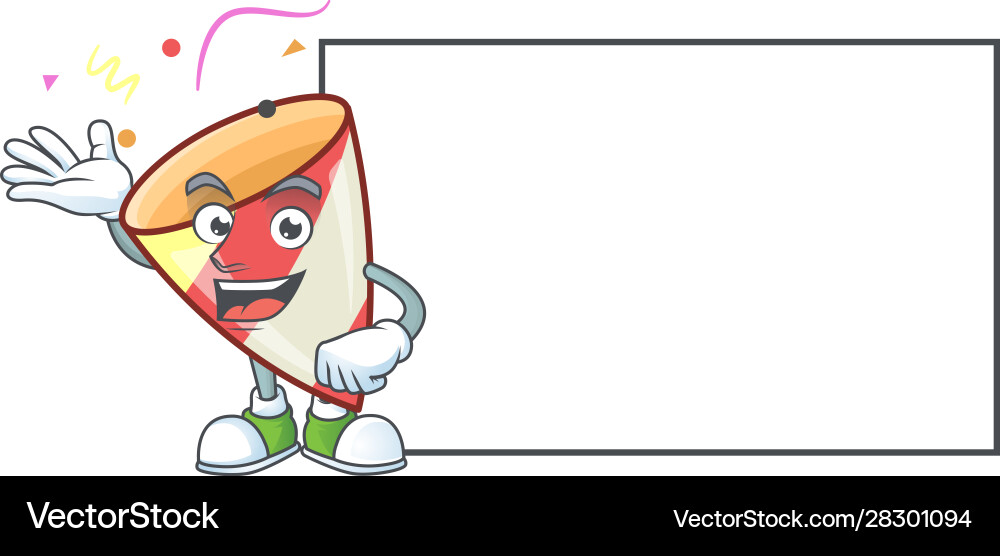 Exploding confetti with board cartoon character Exploding confetti with board cartoon character vector image