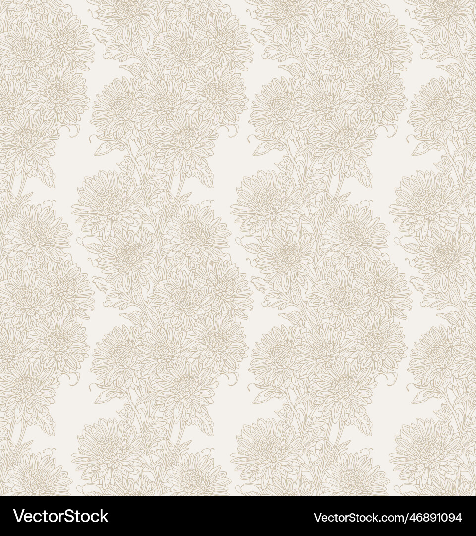 Floral chrysanthemums nahtlose Muster in beige Floral chrysanthemums nahtlose Muster in beige vektorbild