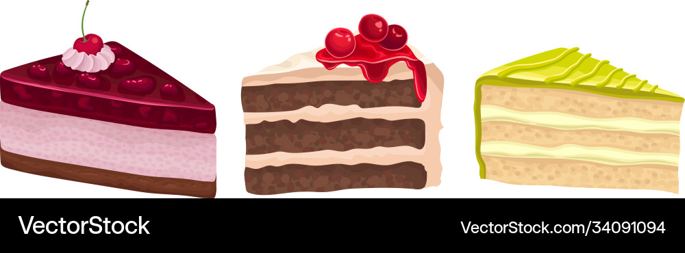 Geschichtete Kuchenstücke mit Sahne und Beere Geschichtete Kuchenstücke mit Sahne und Beere Vektorbild