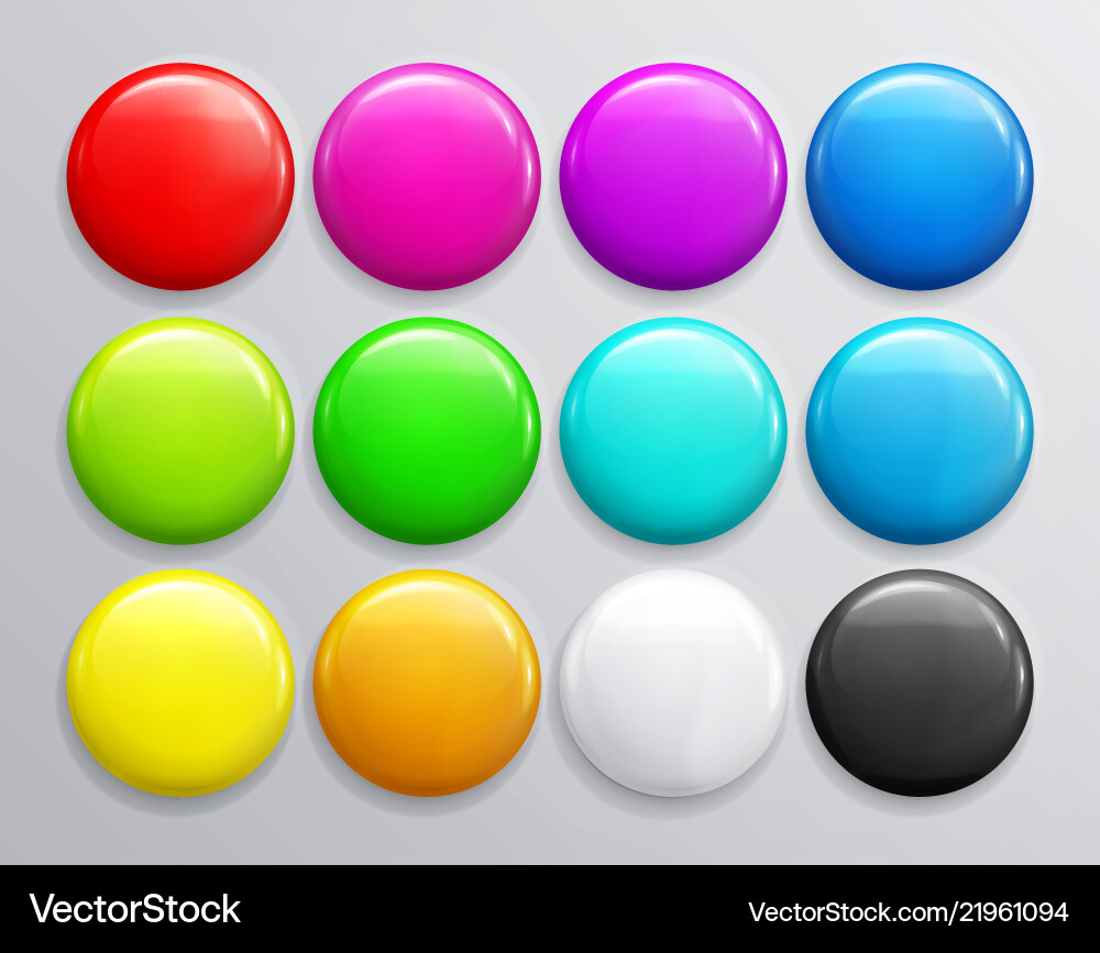 Glossy Badge Set - Round Buttons vector image
