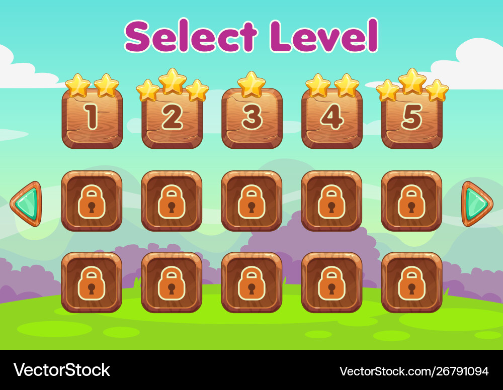 Level Selection Game UI vector image