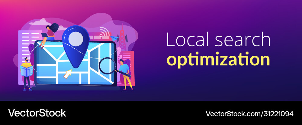Local search optimization concept banner header Local search optimization concept banner header vector image