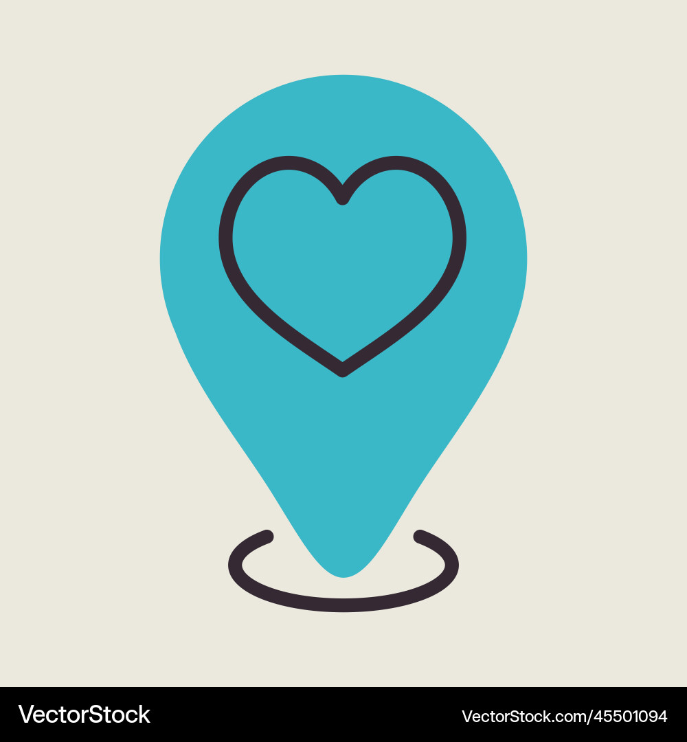 Map pointer with heart icon vector image