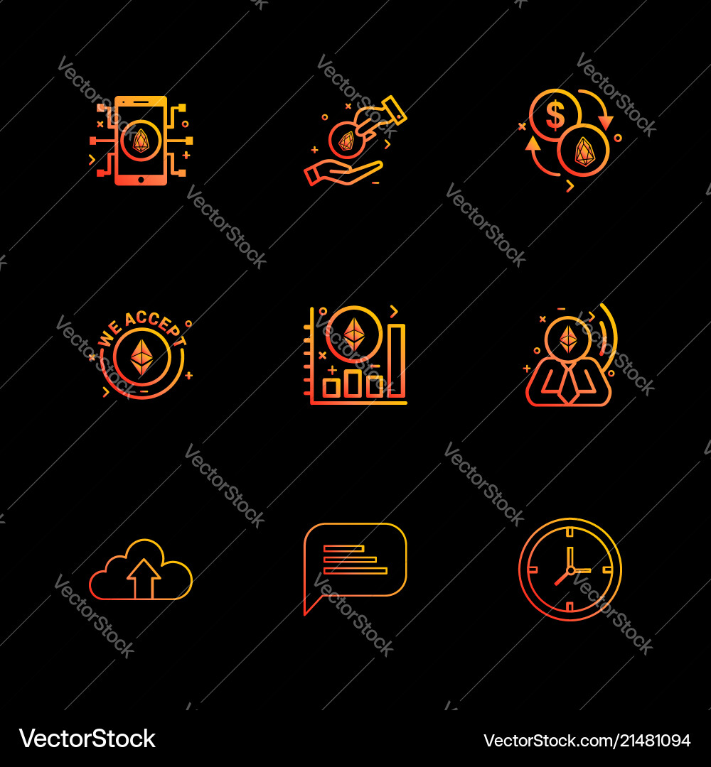 Mobile ic crypto currency upload cloud message vector image