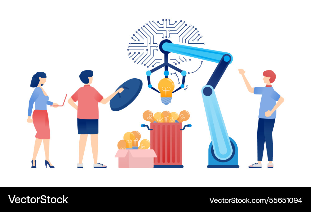 People using ai brains and processing chips People using ai brains and processing chips Vector Image