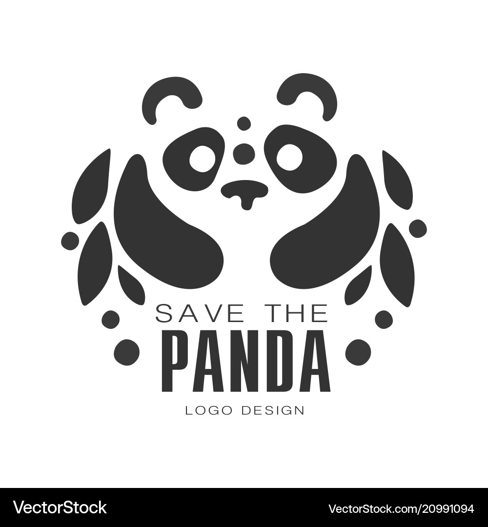 Save the panda logo design protection of wild Save the panda logo design protection of wild vector image