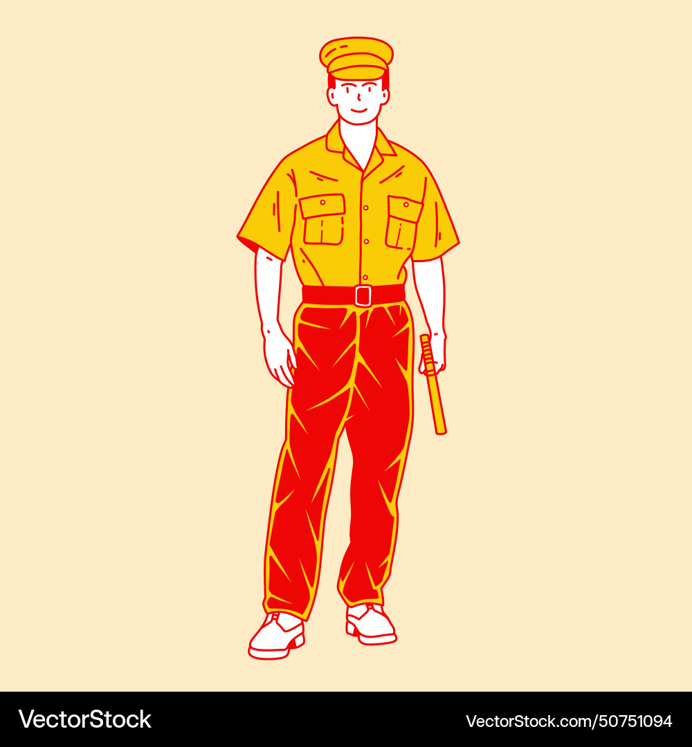 Simple cartoon of a security guard 3 Royalty Free Vector