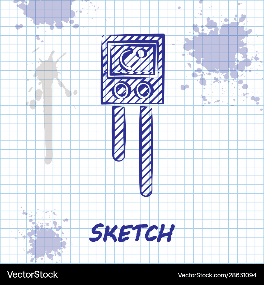 Sketch line temperature and humidity sensor icon Sketch line temperature and humidity sensor icon vector image