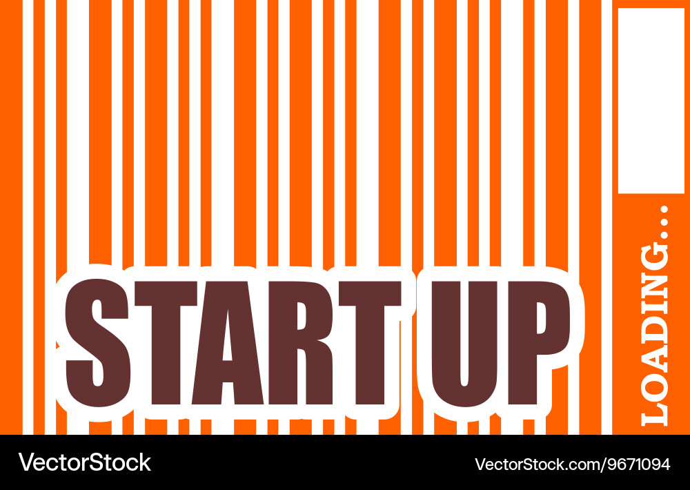 Start up word build in bar code vector image
