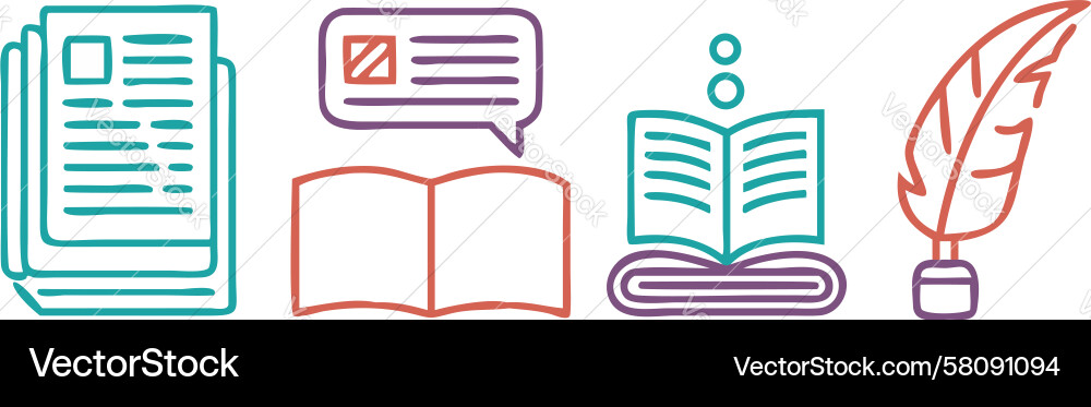 Writing & Reading Icons Vector Image