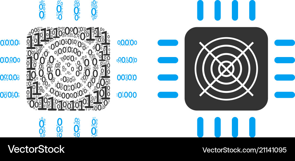 Asic processor mosaic of binary digits Asic processor mosaic of binary digits vector image