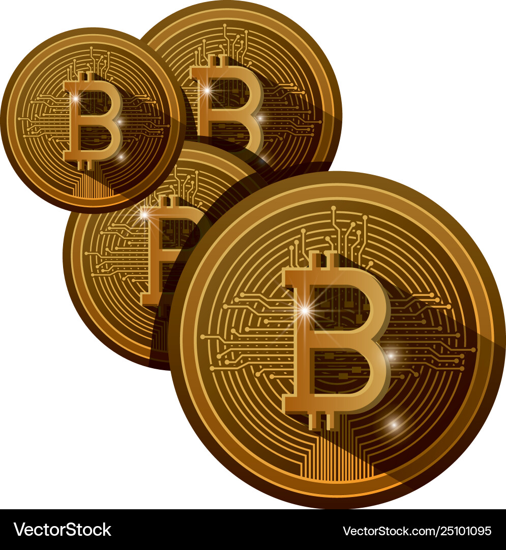 Bitcoins with circuit lines commerce technology vector image