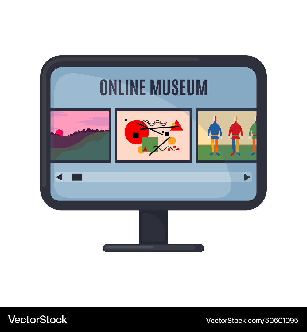 Computer monitor with art gallery on screen Computer monitor with art gallery on screen vector image