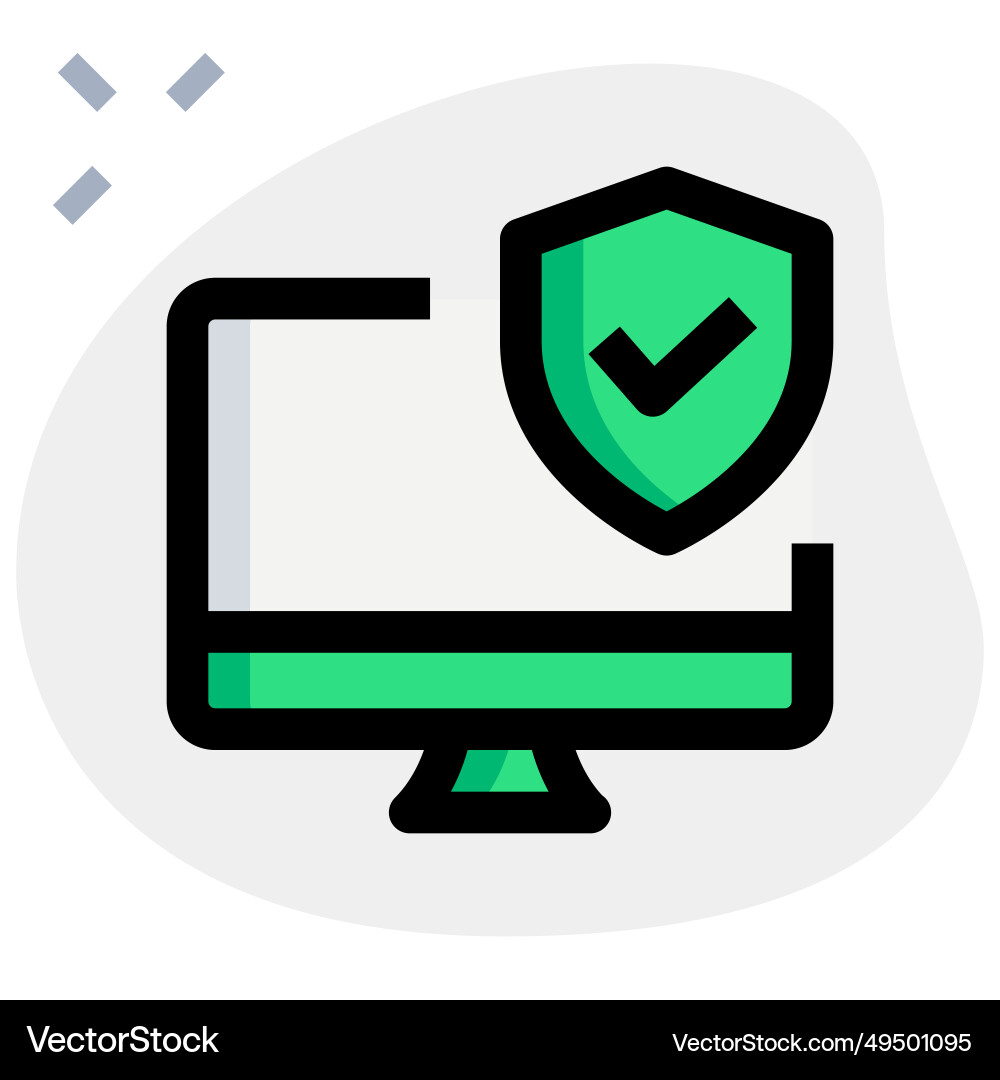 Desktop shield safeguards the computer system Vector Image