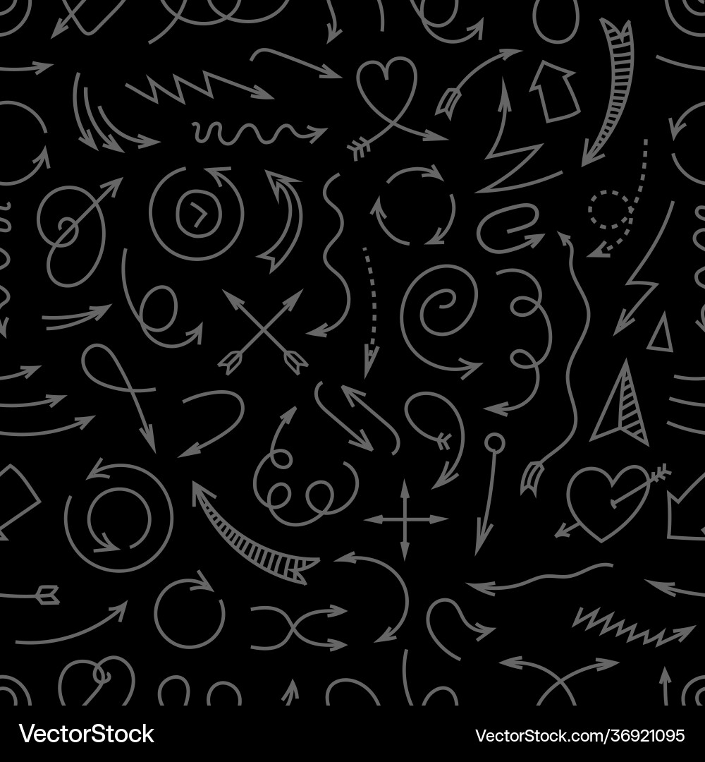 Different simple arrows dark seamless pattern Different simple arrows dark seamless pattern vector image