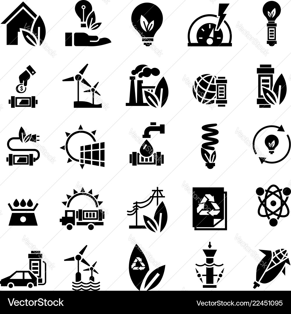 Energy saving icon set simple style Energy saving icon set simple style vector image