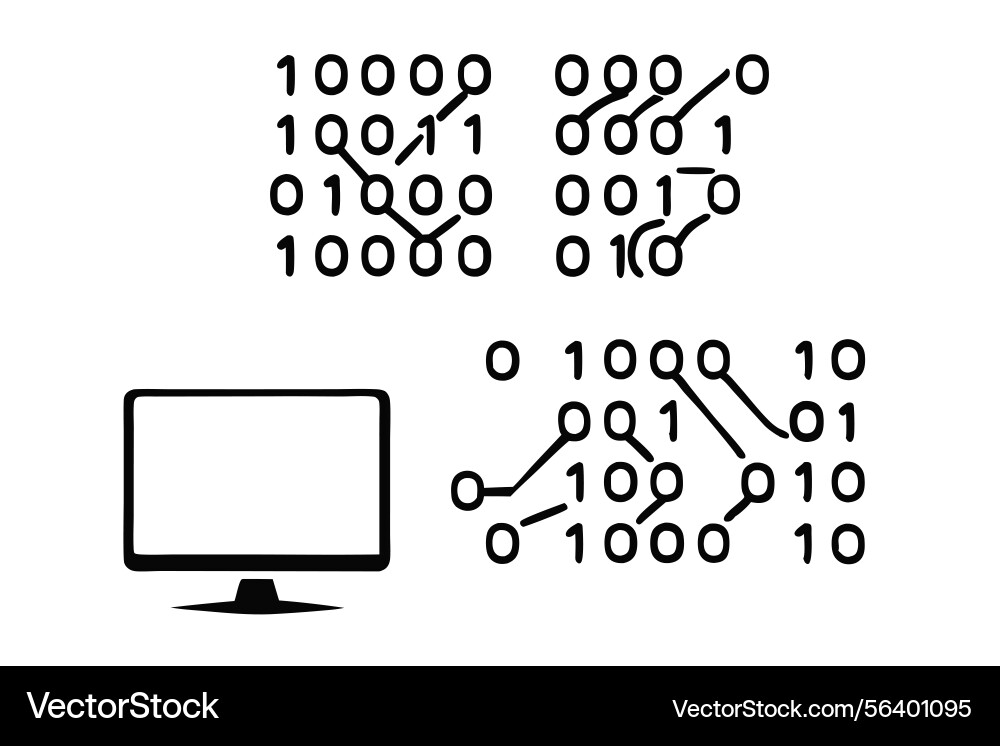 Futuristic digital matrix in blue with binary vector image