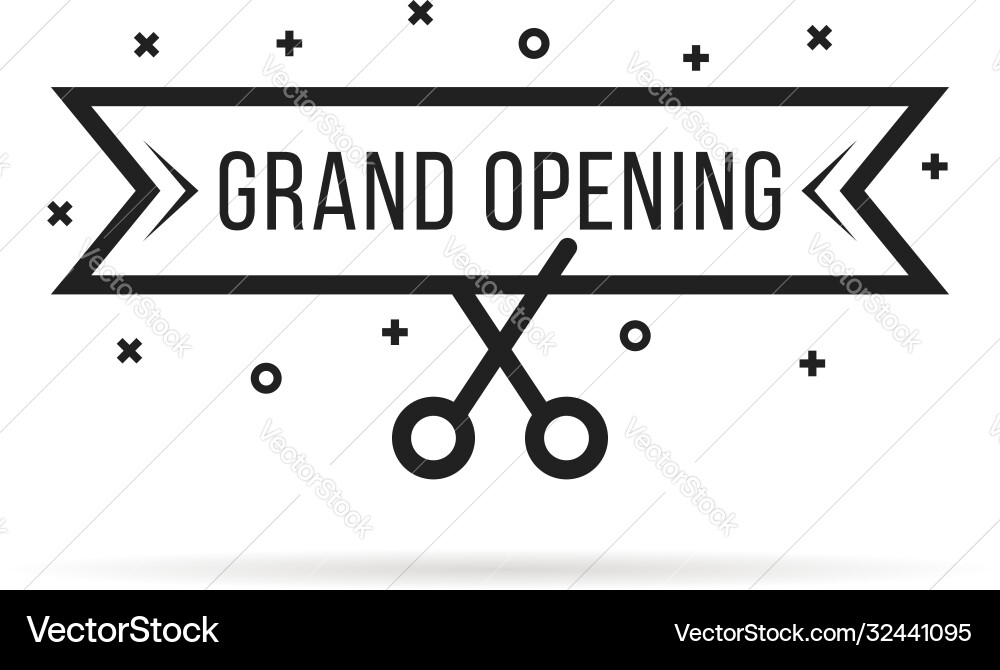 Grand opening with thin line scissors vector image