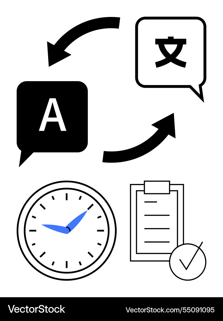 Language translation process with speech bubbles Vector Image