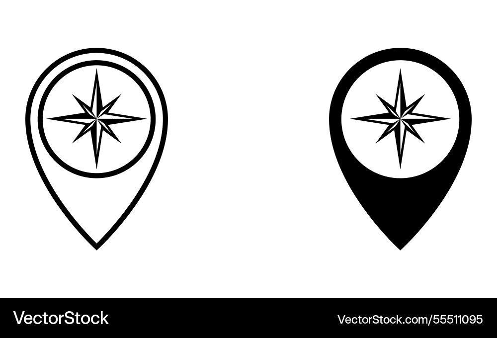 Map pointer with compass direction star icon Map pointer with compass direction star icon vector image