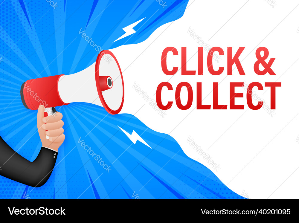 Megaphone click and collect banner flat style Megaphone click and collect banner flat style vector image