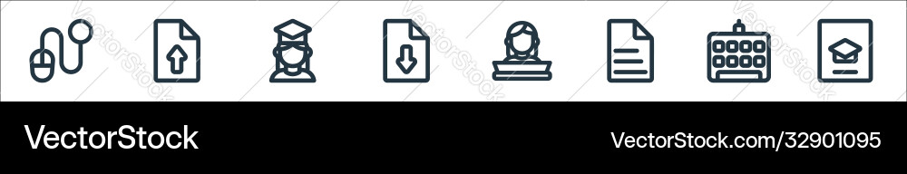 Online learning line icons linear set quality Online learning line icons linear set quality vector image