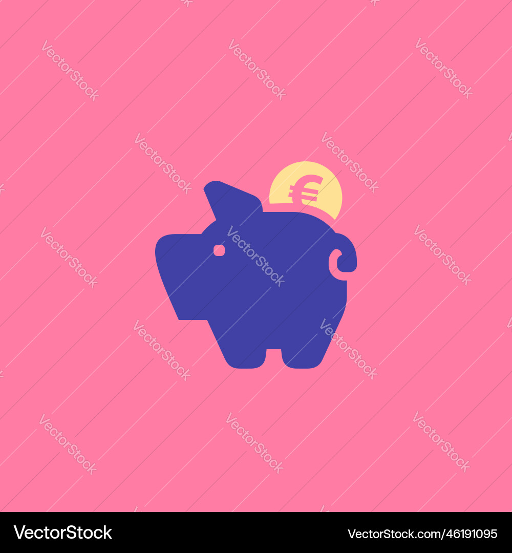 Piggy bank icon with currency symbol in flat syle Piggy bank icon with currency symbol in flat syle vector image