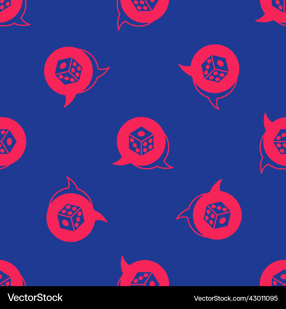 Red game dice icon isolated seamless pattern vector image