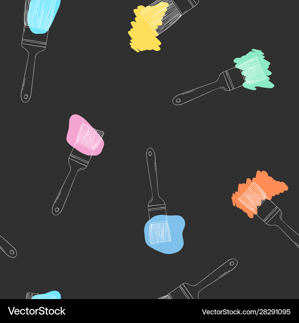Seamless pattern with brushes and multi-colored Seamless pattern with brushes and multi-colored Vector Image