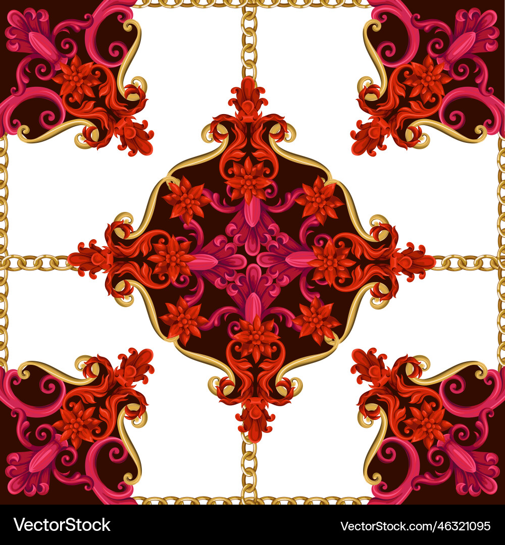 Seamless pattern with red baroque elements Seamless pattern with red baroque elements vector image