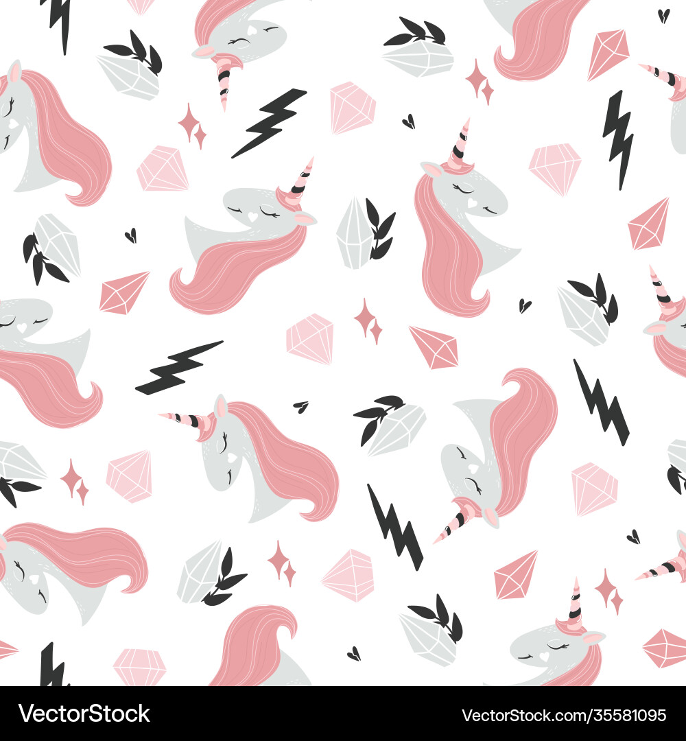 Seamless pattern with unicorn Vector Image