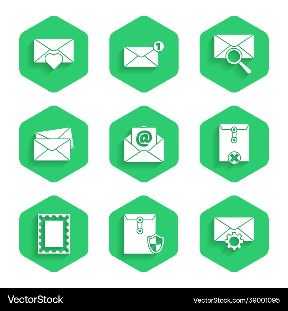 Set mail and e-mail envelope with shield setting Set mail and e-mail envelope with shield setting Vector Image