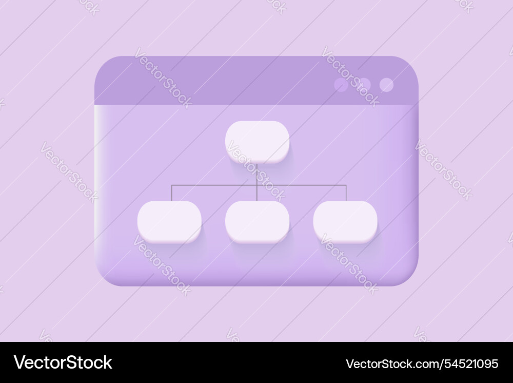 Sitemap 3d icon flowchart ui ux Sitemap 3d icon flowchart ui ux vector image