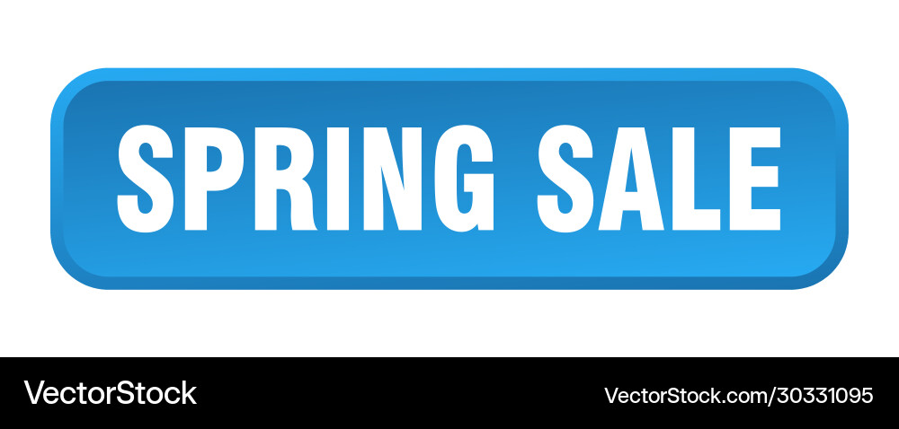 Spring sale button square 3d push Vector Image