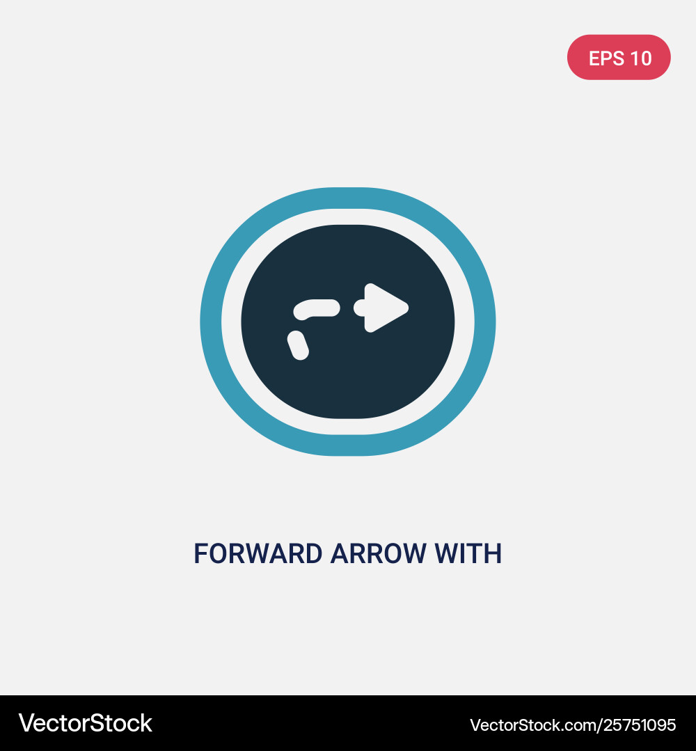 Two color forward arrow with broken line icon vector image