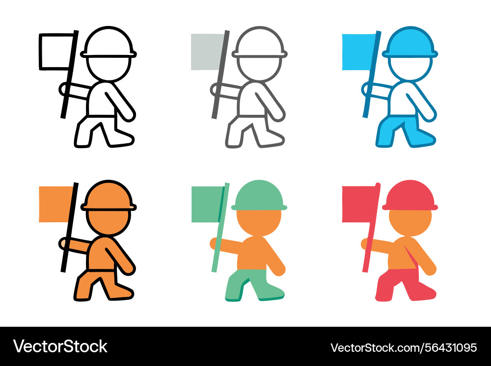 Workers holding flags in multiple color Vector Image