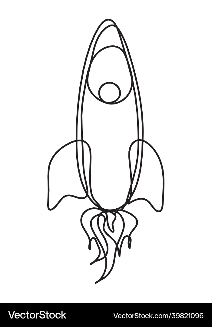 Abstract rocket as continuous line drawing Abstract rocket as continuous line drawing Vector Image